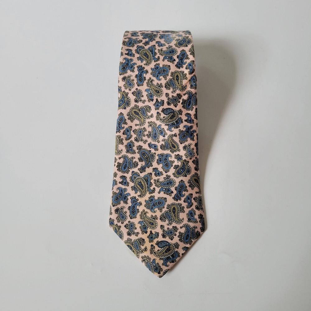 Vintage Liberty London Paisley Print Silk Necktie Academia Ornate Preppy Retro